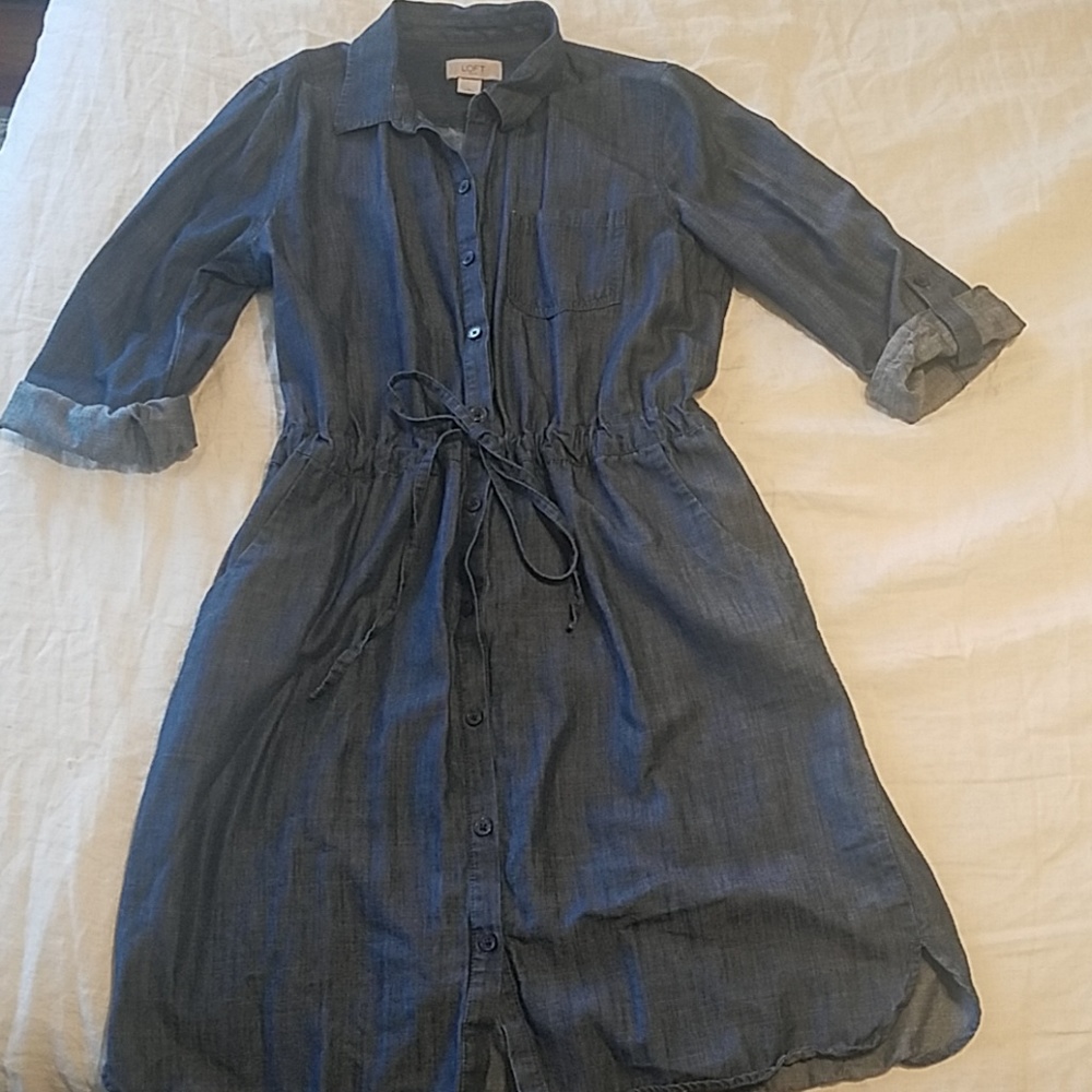 Light weight button up denim dress